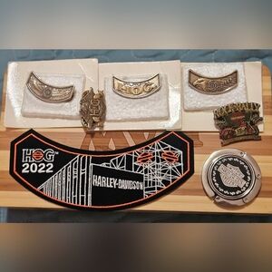 Harley‑Davidson Black Patch with Orange and White Bridge Embroidery